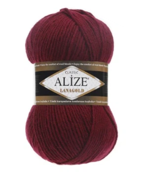 Пряжа для в'язання Alize Lanagold 100 г колір 57 бордо