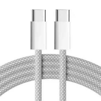 Плетеный кабель для быстрой зарядки PD-60 W Type C - Type C. Белый 1 м