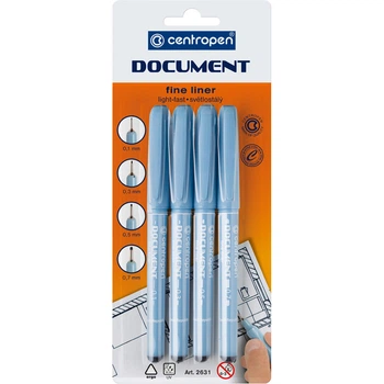 Набор линеров Centropen Document 4 шт пенал (2631/4/BL)