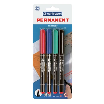 Набор маркеров перманентных Centropen Permanent 1 мм 4 шт Ассорти (2846/4/BL)