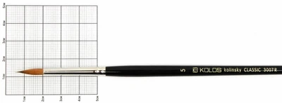 Кисть колонок Rosa Classic 3007R Kolos круглая №5 кор. ручка (4823064900620)
