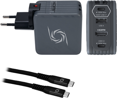Ładowarka sieciowa AverMedia GC313 Core Go 2xUSB-C USB-A HDMI PD3.0 100 W + kabel 2 m Black (40AAGC313AWN)