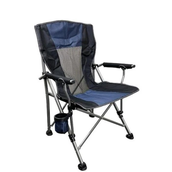 Стул складной для рыбалки Levistella из стали и oxford 600D 54×67×93 см до 110 кг с подлокотниками и держателем для бутылки Синий (033-16-LVS3945)