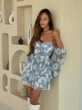 Жіноча сукня STEPHANIA з відкритими плечима Milirud S-M Блакитний (528-332-С/М)