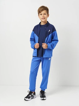 Дитячий спортивний костюм (толстовка + штани) для хлопчика Nike K Nsw Df Tracksuit Pk Fz HQ9315-411 M 137-147 см Comet Blue/Midnight Navy/White (198482034078)