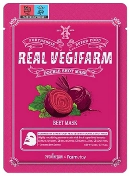 Маска для лица с экстрактом свеклы - Fortheskin Super Food Real Vegifarm Double Shot Beet Mask 23ml (1529005-43175076)