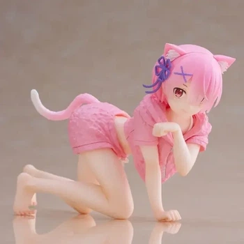 Аниме фигурка Рам котик 13 см Re zero Rem Жизнь в альтернативном мире с нуля, в поджаме