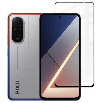 Защитное стекло Fiji Premium для Poco M7 4G полная проклейка Anti-Static черный