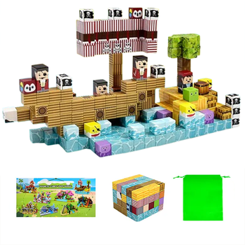 Магнітний конструктор Minecraft 100 шт по грі Майнкрафт Піратський корабель Mk001054