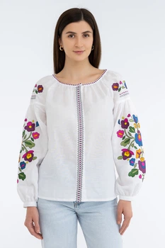 Вишиванка жіноча із лляного полотна Folk Moda 3XL Білий (veselina-298711164)