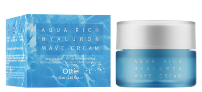 Зволожувальний крем для обличчя Ottie Aqua Rich Hyaluron Wave з комплексом гіалуронової кислоти 60 мл (8809708710448)