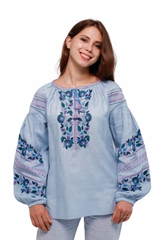 Вишиванка жіноча із лляного полотна Вітана Folk Moda M Світло-блакитний (zh1602-vtana-210711142)