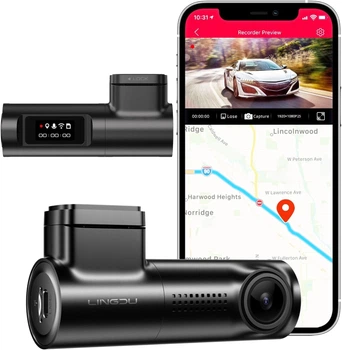 Видеорегистратор Lingdu D500 / 4К / 170° / GPS / Wi-Fi / 128ГБ встроенной памяти / Черный Б/В