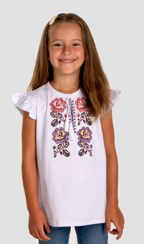 Дитяча футболка-вишиванка для дівчинки Folk Moda 116 Білий (6015-286011167)