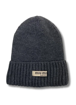 Женская зимняя шапка на флисе нашивка MIU One-size Темно-серый