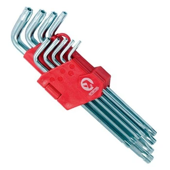 Набір Г-образних ключів TORX з отвором 9 шт. Т10-Т50, Cr-V, Big INTERTOOL HT-0606