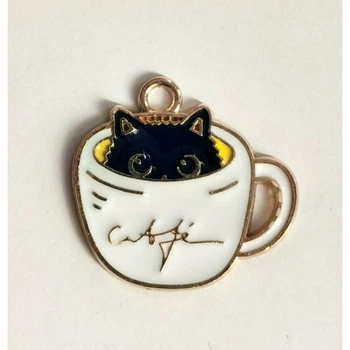 Підвіска (шармик) Only Котик в чашці кави, 2х2 см (К-30)