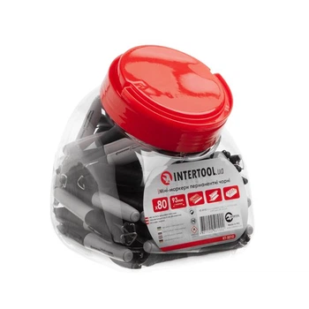 Мини-маркеры перманентные, черные, длина: 93 мм, уп. 80 шт. INTERTOOL KT-5010