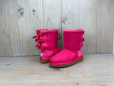 УГГ Дитячі 2 Банат Замша Рожеві Ugg Kids Bailey Bow Cerise Hot Pink (29, яскраво рожевий)