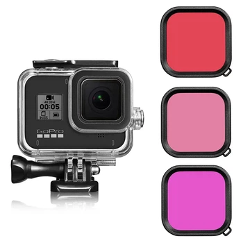 Захисний корпус чохол аквабокс для екшн камери GoPro Hero 8 Black водонепроникний із трьома фільтрами ZX124-3