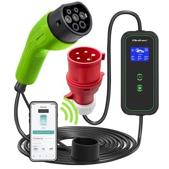 Mobilna ładowarka do samochodu elektrycznego Qoltec EV Type 2 z regulacją 2 w 1 CEE 5 PIN 7 kW Wi-Fi 5 m (5901878524771)