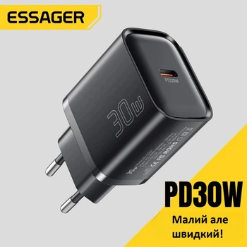 Сітчасте зарядне пристрій Essager ES-CD52 30W Type-C PD — швидка зарядка смартфонів, планшетів, ноутбуків