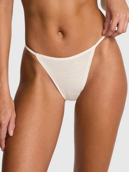 Женские трусики Victoria's Secret (34312955164488) Cotton String Bikini XL белые (в желтую полоску)