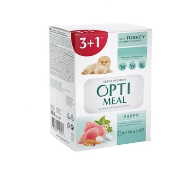 Вологий корм для цуценят Optimeal Puppy з індичкою та морквою в соусі 3+1 (4820269140813)