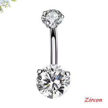 Банан для пирсингу пупка сріблястий 10х1.6х5/8 CZ Сталь 316L Mr.Piercing