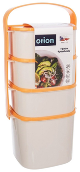 Набір харчових контейнерів Orion пластиковий 4-рівневий Помаранчевий 4 шт (8592381151096)