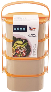 Набір харчових контейнерів Orion пластиковий 4-рівневий Помаранчевий 4 x 1.15 л (8592381145309)