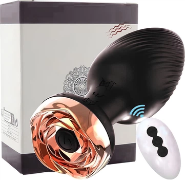 Силиконовая анальная пробка Passion с вибрацией Rose 3.5х8.5 см Черный (ROZ6501103958)