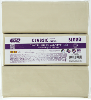 Пластилін скульптурний ZiBi Classic 750 г білий (ZB.6287)