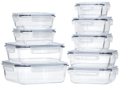 Набір контейнерів для їжі Vilde скляні з кришками та ущільнювачами 9 шт (5904316497095)