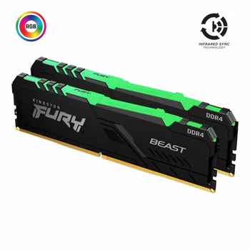 Модуль памяти Kingston Fury DDR4 16Gb (2x8) Beast 3200 MHz RGB (KF432C16BBAK2/16) Б/у