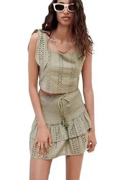Топ з бавовни Zara 2143240505a XS хакі (100000787)
