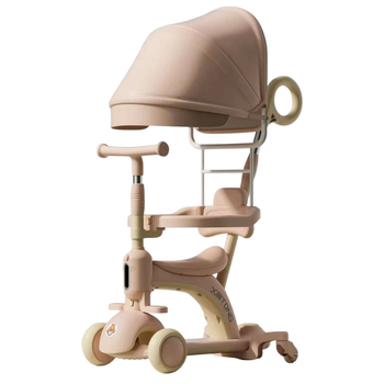 Дитячий самокат-трансформер Smart Baby 669 з батьківською ручкою, захисним бортиком і козирком Рожевий