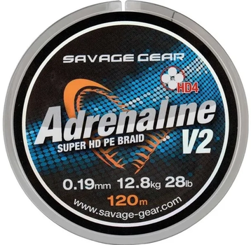 Плетена волосінь Savage Gear Adrenaline V2 HD4 120 м 0.10 мм 6 кг сірого кольору (SAV-54827)