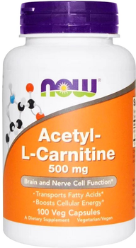 Ацетил-L Карнітин Acetyl-L Carnitine Now Foods 500 мг 100 капсул (733739000767)