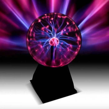 Ночник светильник Плазменный шар с молниями Plasma Light Magic Flash Ball BIG 5 дюймов на подставке