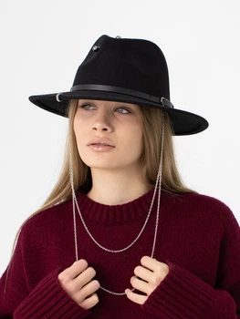 Шляпа федора из шерсти D.Hats с цепью цвет черный