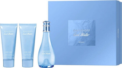 Zestaw damski Davidoff Cool Water Woda toaletowa 100 ml + Balsaam do ciała 75 ml + Żel pod prysznic 75 ml (3616304990458)
