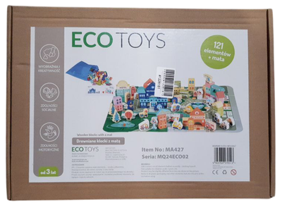Дерев'яні навчальні блоки для дітей EcoToys місто килимок 121 шт. (5903769970513)