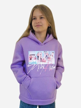 Подростковое теплое худи для девочки Спиногрыз Stray kids напис 10-00749 146 см Лиловое (ROZ6501100271)