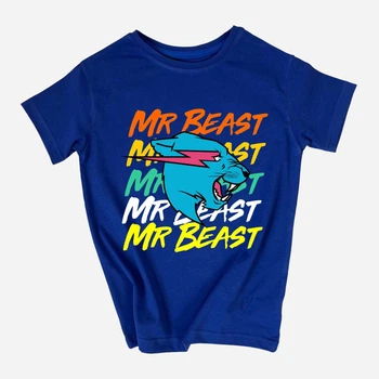 Подростковая футболка для мальчика Спиногрыз Mr Beast надписи №10-00298 140 см Синяя (ROZ6501040821)