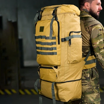 Тактичний рюкзак Stoner 70 л з системою кріплення Molle та липучкою койот 39x22x80 см