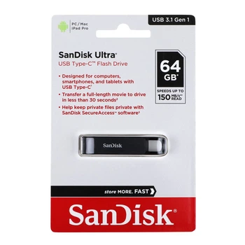 USB флеш-накопичувач 3.1 SanDisk Ultra Type-C 64Gb Колір Чорний