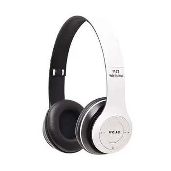 Білі Бездротові Навушники Wireless P-47 Bluetooth MicroSD FM Радіо