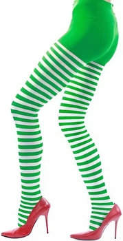 Колготки смугасті зелені з білим one size