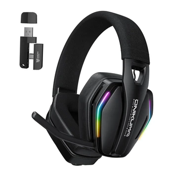 Игровая Bluetooth-гарнитура Onikuma GT-826 Pro с микрофоном, шумоподавлением, RGB-подсветкой и 3 режимами подключения (2.4G / Bluetooth / AUX). Беспроводные игровые наушники